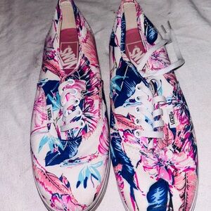 Vans Pink and Blue Floral Sneakers